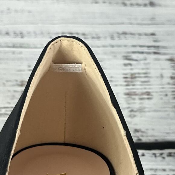 Yetier Heels Pumps Shoes size 10 Black Satin Faux Diamond Bow Cocktail Evening - Picture 7 of 12